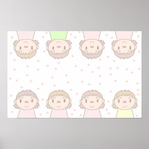 Pastelkleurige kunst met kinderlach. poster
