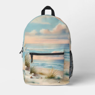 Pastelkleurige Kustduinen Aquarel Bedrukte Rugzak