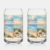 Pastelkleurige Kustduinen Aquarel Blikvorm Glas (Links)