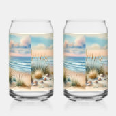 Pastelkleurige Kustduinen Aquarel Blikvorm Glas (Rechts)