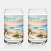 Pastelkleurige Kustduinen Aquarel Blikvorm Glas (Achterkant)