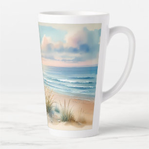 Pastelkleurige Kustduinen Aquarel Latte Mok