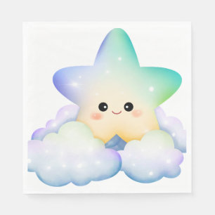 PASTELKLEURIGE LACHENDE STER EN WOLKEN SERVET