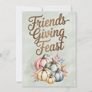 Pastelkleurige Pompoenen Friendsgiving Feestmaal Kaart