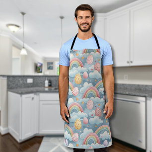 Pastelkleurige regenboog Paaseieren met wolken Schort