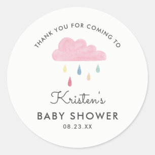 Pastelkleurige Regendruppels Wolk Baby Shower Beda Ronde Sticker