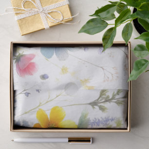 Pastelkleurige veldbloemen decoupage tissuepapier