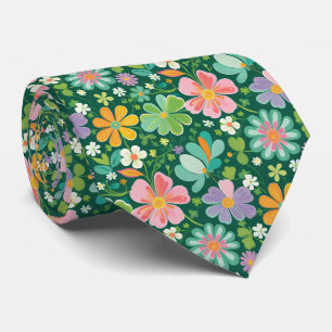 Pastelkleurige veldbloemen in roze paars oranje en stropdas
