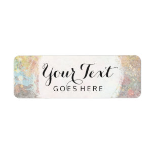 Pastelkleurige verfspetters in Shabby Chic stijl m Etiket