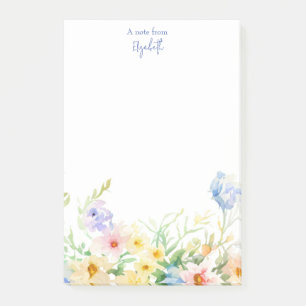 Pastelkleurige waterverf bloemstuk gepersonaliseer post-it® notes