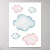 Pastelkleurige wolken kinderkamer poster decoratie (Voorkant)