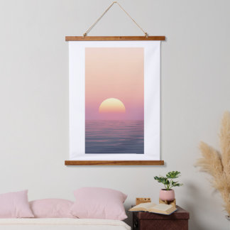 Pastelkleurige zonsondergang boven een rustige oce hangend wandkleed