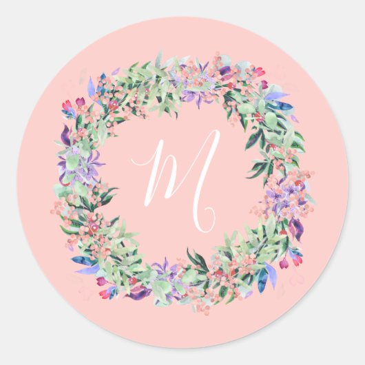 Pastelkrans - lichtroze ronde sticker (Voorkant)