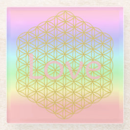 Pastell flower of life Mandala energy  Glazen Onderzetter
