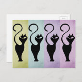 Pastello Cats Black Silhouette Briefkaart (Voorkant / Achterkant)