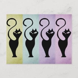 Pastello Cats Black Silhouette Briefkaart