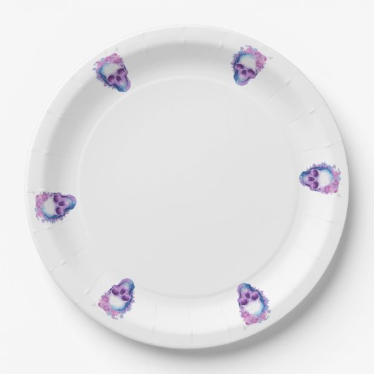 Pastelloween Skulls Papieren Bordje (Voorkant)