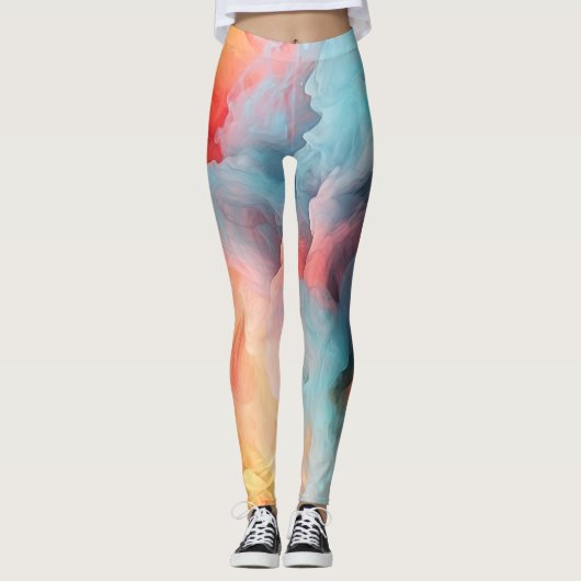 pastelmarmerpatroon leggings (Voorkant)