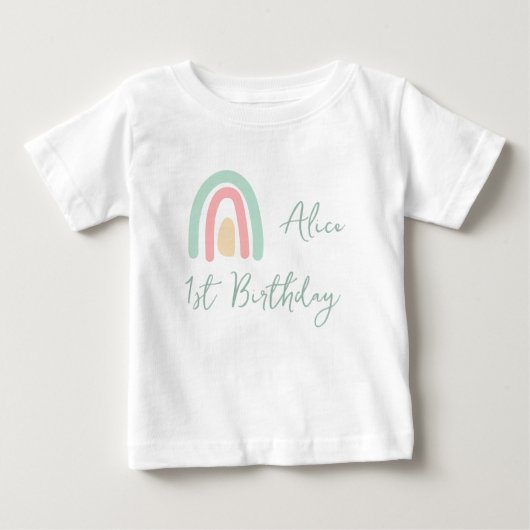 Pastelmint gele regenboog 1e verjaardag (Voorkant)