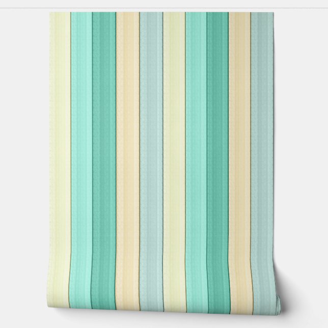 Pastelmunt Perzik verticale Strepen Peel stick Behang (Afrollen)