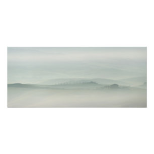 Pastelochtend in de foggy Tuscany Foto Afdruk