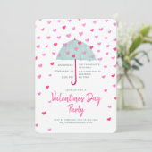 Pastelparaplu Hearts Rain Invitation Kaart (Staand voorkant)