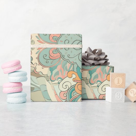 Pastelpatroon Abstract Paisley Cadeaupapier (Baby Shower)
