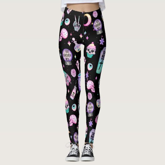 pastelpatroon donker leggings (Voorkant)