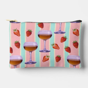 Pastelpatroon met wijnglazen en aardbeien etui