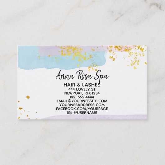 *~* Pastelpenseel Gold Glitter Roos Bud  Visitekaartje (Achterkant)