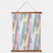 Pastelpenseelstreek & Goud Geometrisch Abstract Hangend Wandkleed (Voorkant)