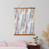 Pastelpenseelstreek & Goud Geometrisch Abstract Hangend Wandkleed (Slaapkamer)