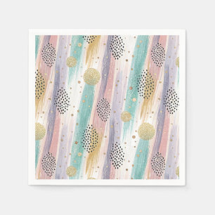 Pastelpenseelstreek & Goud Geometrisch Abstract Servet