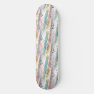 Pastelpenseelstreek & Goud Geometrisch Abstract Skateboard