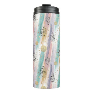 Pastelpenseelstreek & Goud Geometrisch Abstract Thermosbeker