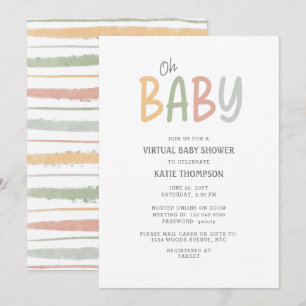 Pastelpenseelstreken Oh Baby Virtual Baby shower Kaart