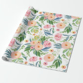Pastelperzik en roze pinda's lush spring bloemen cadeaupapier (Uitgerold)