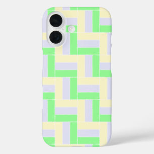 Pastelrechthoeken Patroon Witte stippellijnen iPhone 16 Hoesje