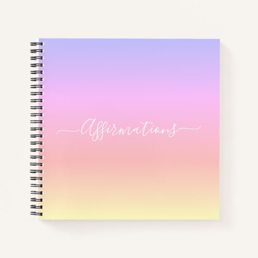 Pastelregenboog met witte typografische aandoening notitieboek (Voorkant)