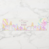 Pastelregenboogachtige waterverf eenhoorn zoete ve waterfles etiket (Enkel label)