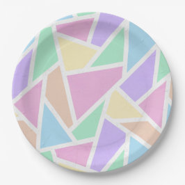 Pastelregenboogmozaïekpatroon Papieren Bordje