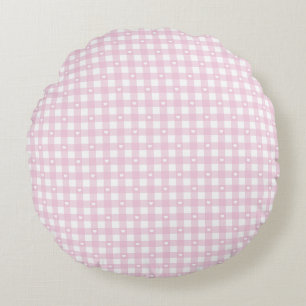 Pastelroze cheques rond kussen