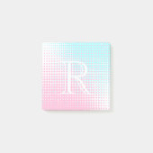 Pastelroze en blauwe tweetonige gradiëntmonogram post-it® notes (Voorkant)
