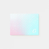 Pastelroze en blauwe tweetonige gradiëntmonogram post-it® notes (Voorkant)