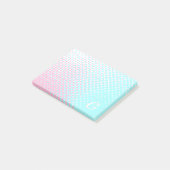Pastelroze en blauwe tweetonige gradiëntmonogram post-it® notes (Schuin)