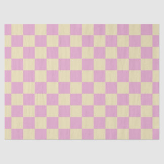 Pastelroze en lichtgele schaakbordpatroon tissuepapier