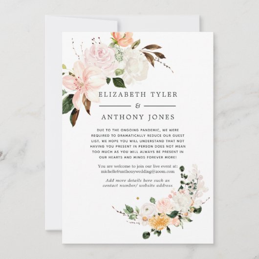 Pastelroze en paarse trouwgastenlijst ingekort aankondiging (Voorkant)