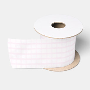Pastelroze en roze kwartsroze geruite patroon lint