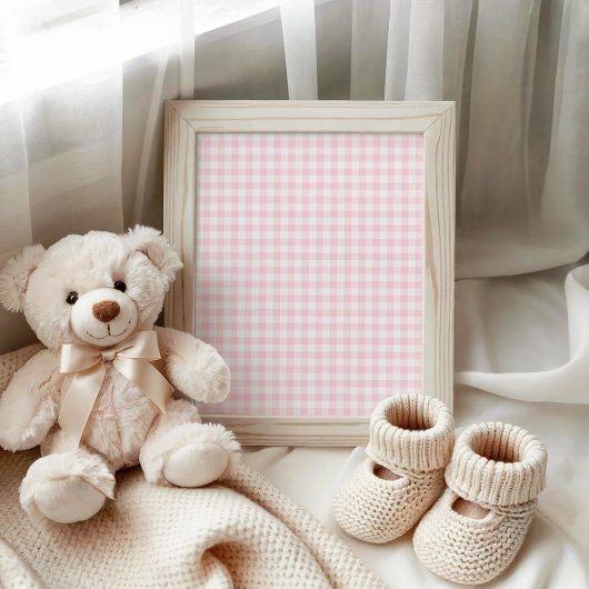 Pastelroze en witte Gingham Poster