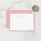 Pastelroze Gingham Kinderen Notitiekaartje (Voorkant / Achterkant in situ)